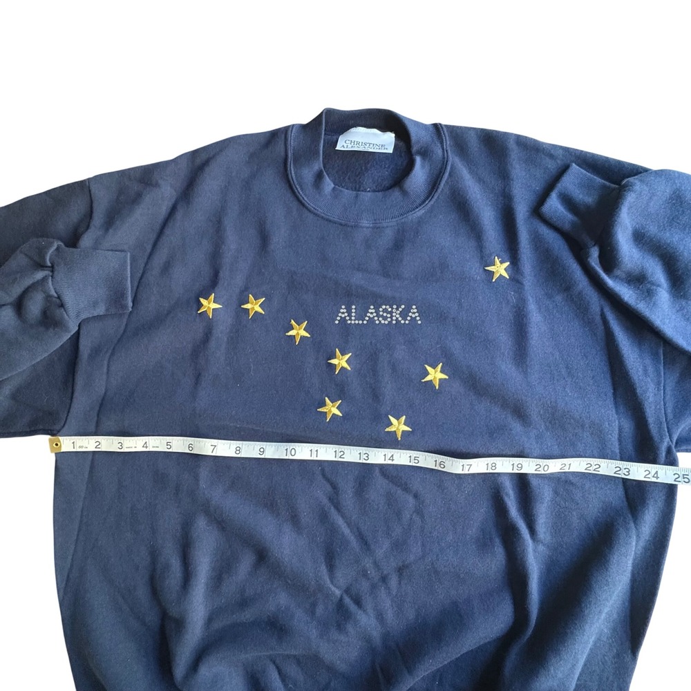 NWOT Christine‎ Alexander Vtg Y2K Alaska Rhinestone Sweatshirt Crewneck Navy XL